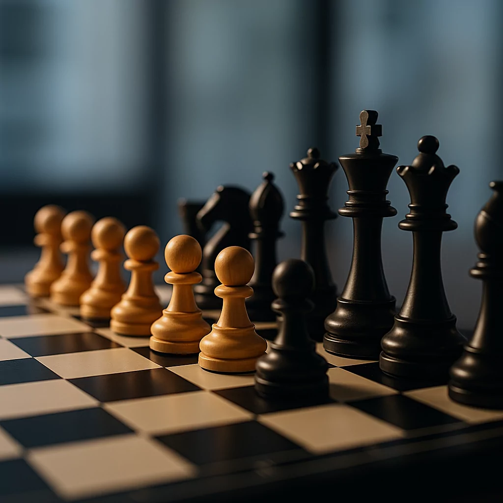 image1 White and black chess piece lined up